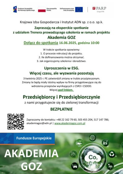 Akademia GOZ proponuje BEZPŁATNE szkolenia i doradztwo z tematyki gospodarki o obiegu zamkniętym