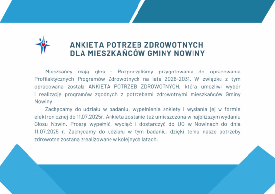 Ankieta potrzeb zdrowotnych dla mieszkańców Gminy Nowiny