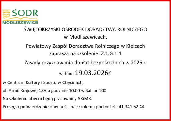 Szkolenie z dopłat bezpośrednich dla rolników