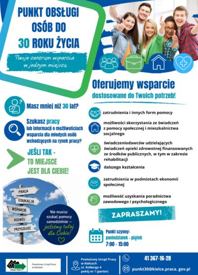 W siedzibie Powiatowego Urzędu Pracy w Kielcach został uruchomiony Punkt Obsługi Osób do 30. roku życia
