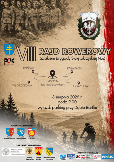 VIII Rajd Rowerowy Szlakiem Brygady Świętokrzyskiej NSZ – 8 sierpnia 2026
