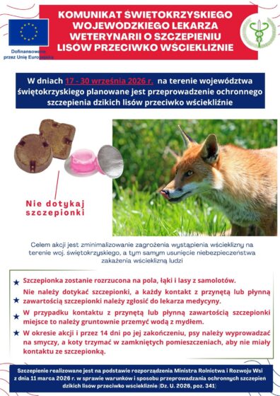 Jesienna akcja szczepienia lisów