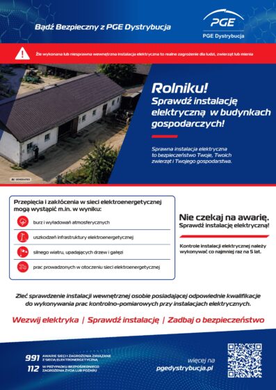 Akcja edukacyjno-informacyjna dot. bezpieczeństwa instalacji elektrycznych w gospodarstwie