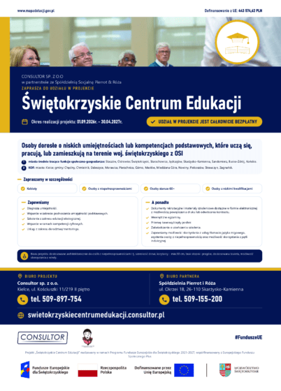 Informacja o projekcie Świętokrzyskie Centrum Edukacji