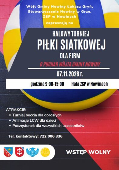 HALOWY TURNIEJ PIŁKI SIATKOWEJ DLA FIRM O PUCHAR WÓJTA GMINY NOWINY
